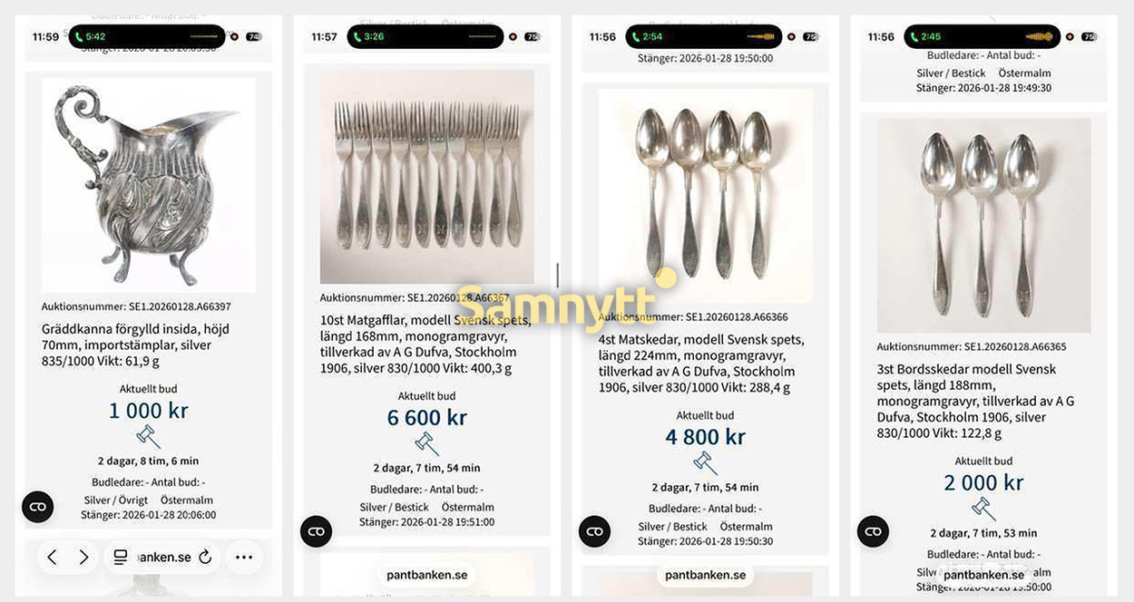 Stolen silver cutlery recovered from the pawnshop
